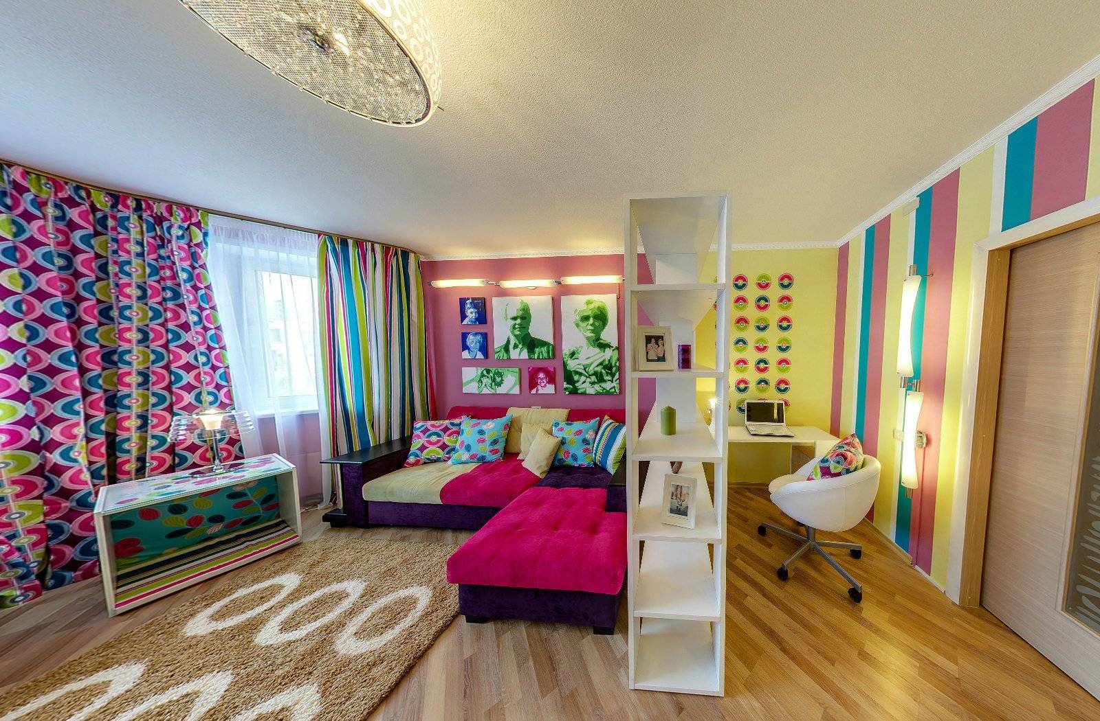 Комната для двух девочек подростков, сестер разного возраста: спальня в современном стиле - 47 фото