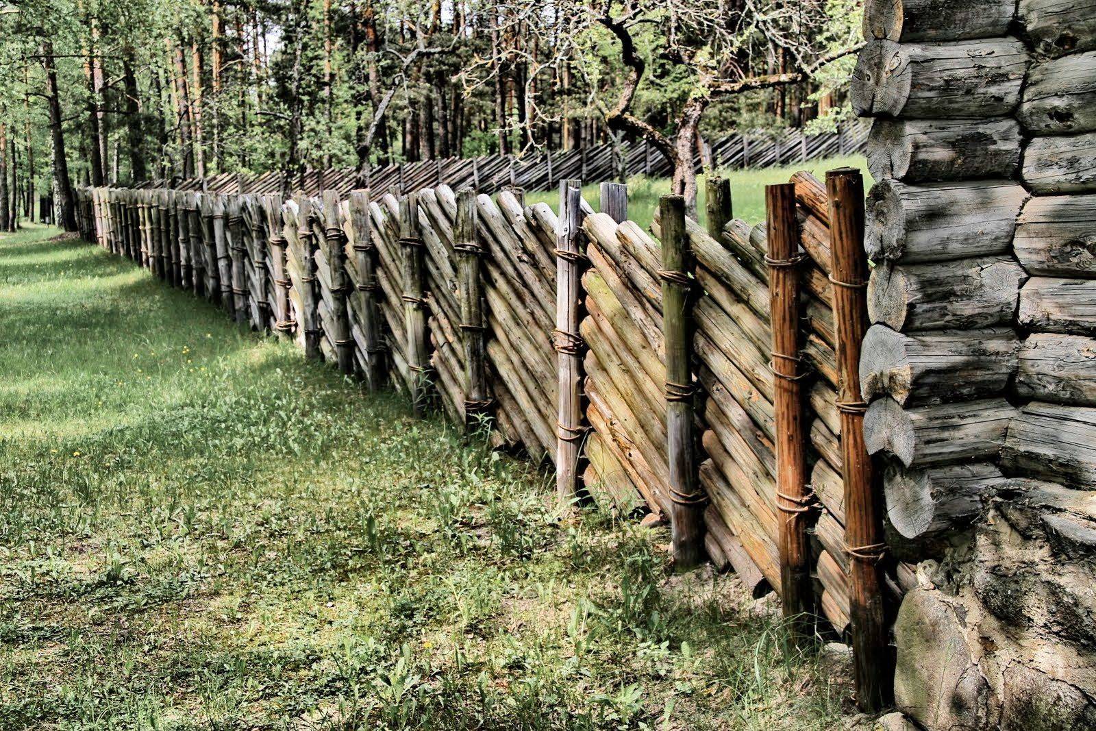 Забор из бревен: технология строительства частокола из толстых и тонких .