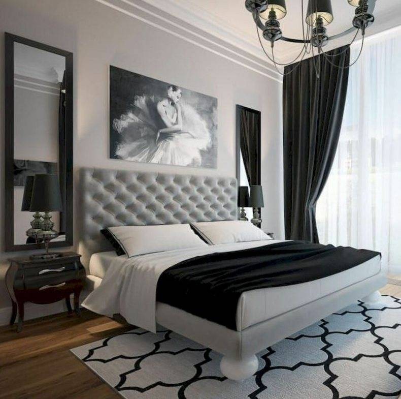 Черно-белый интерьер спальни: дизайн, 15 фото лучших идей