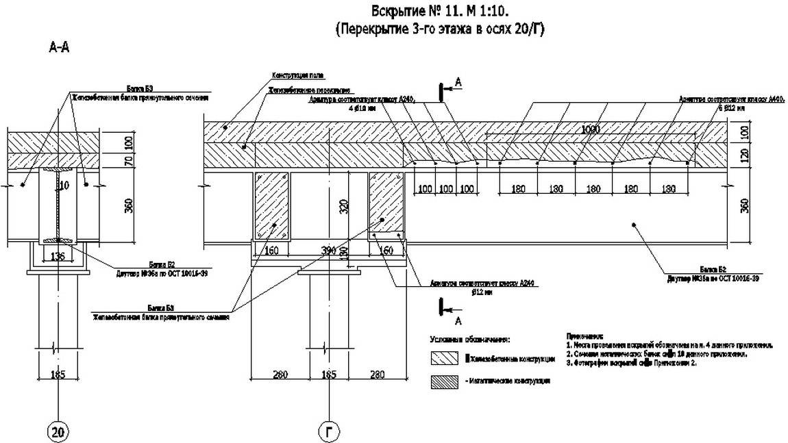 Монолитное балочное перекрытие чертеж