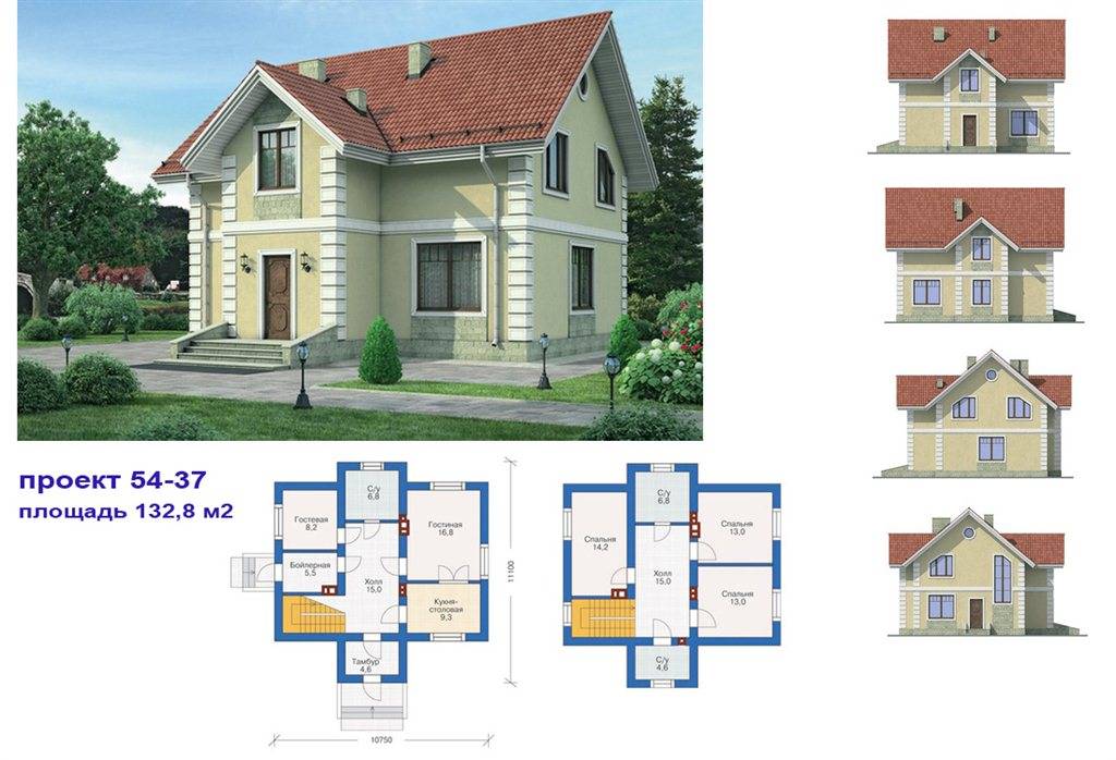 Обзор проектов двухэтажных домов из пенобетонных блоков