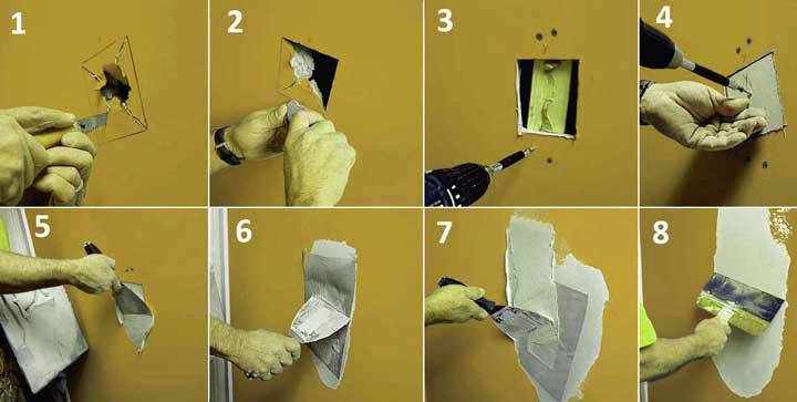 Как заделать дырку в гипсокартоне: ремонт дыр в стене разного размера .