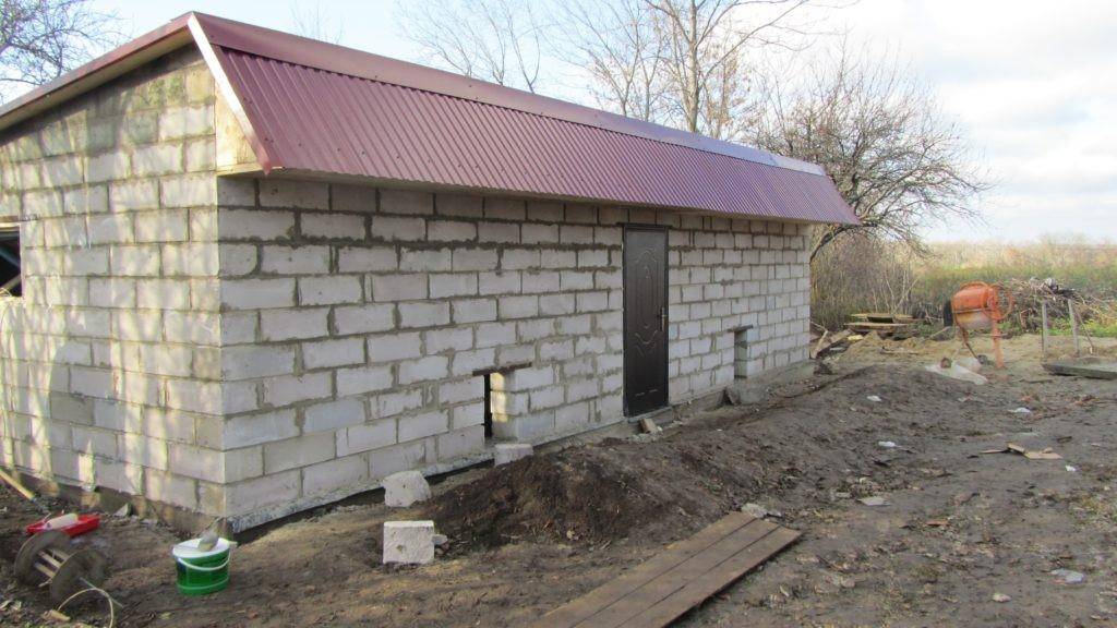 Сарай из газобетона своими руками: фундамент, с односкатной крышей, отступ от забора