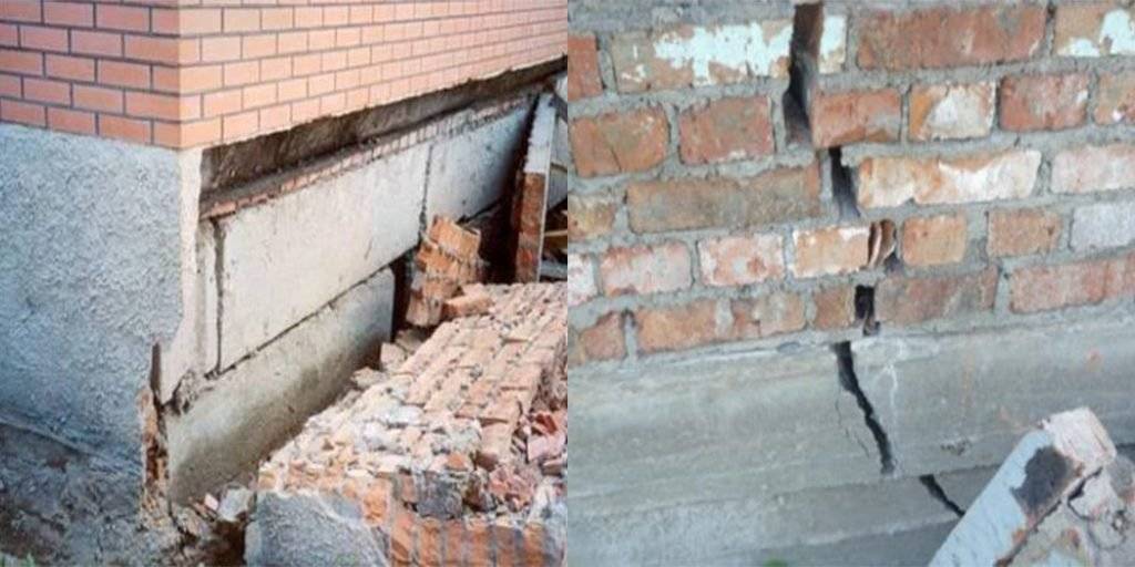 Почему отошла стена. Просадка фундамента здания. Трещины в фундаменте. Усиление стен. Трещина на фундаменте кирпичного здания.