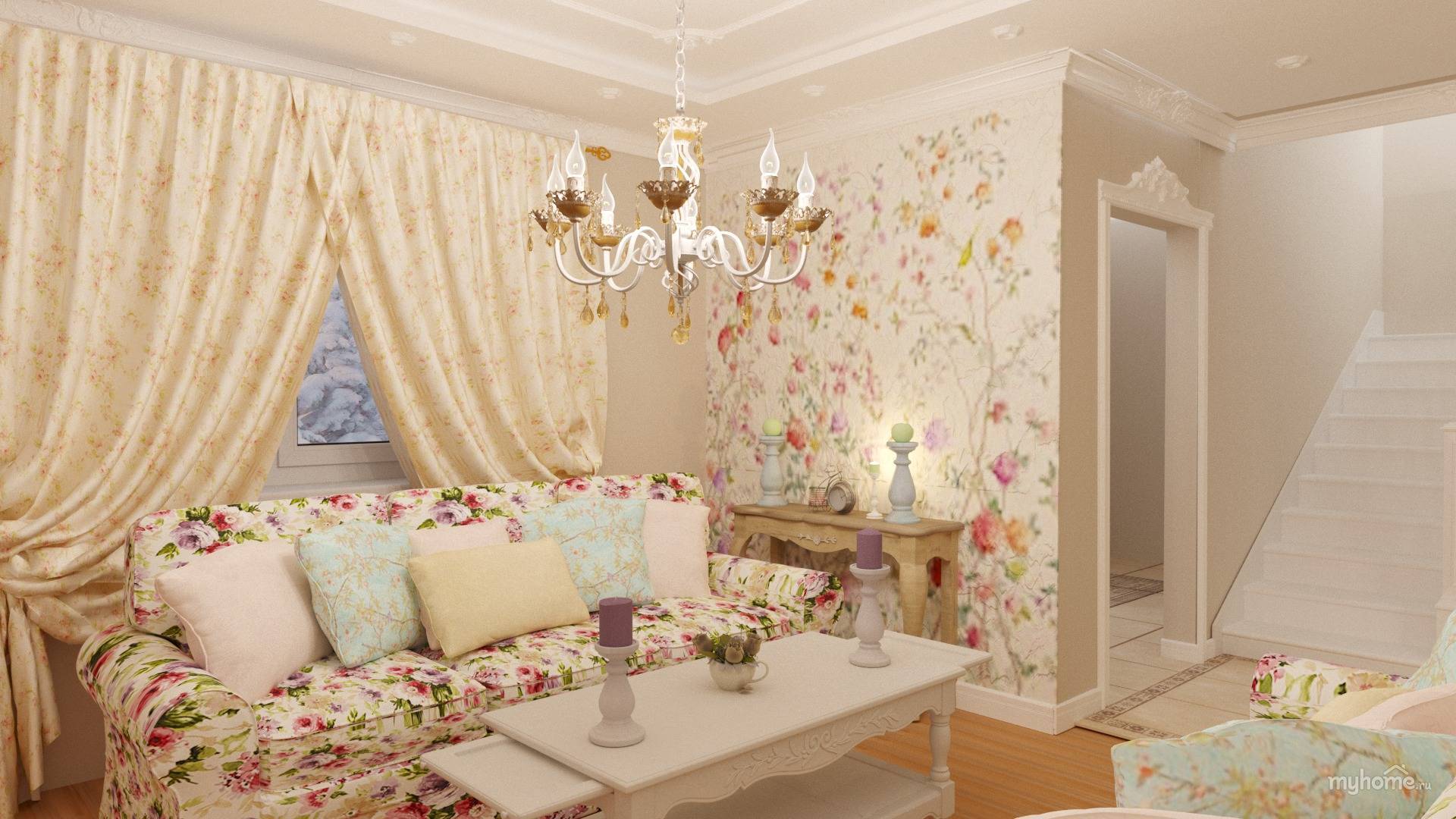 Обои в стиле прованс: фото в интерьере, для стен кухни и в спальню, в цветочек для комнаты гостиной, кантри
