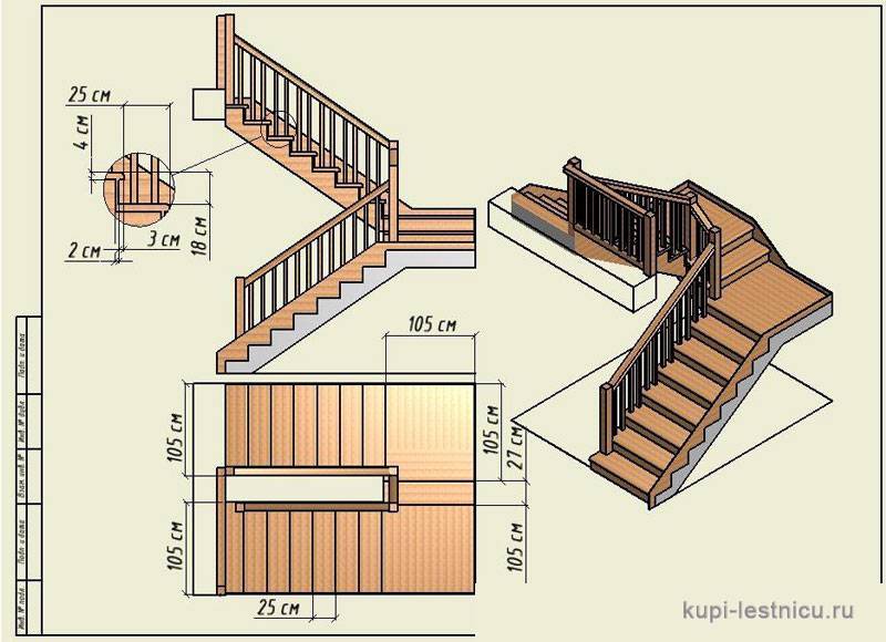 Особенности расчета поворотной лестницы на второй этаж