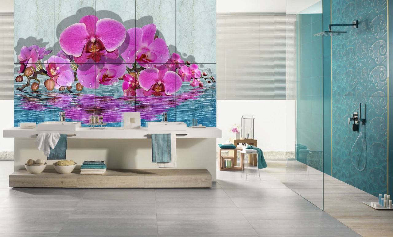 Ванная комната с орхидеями