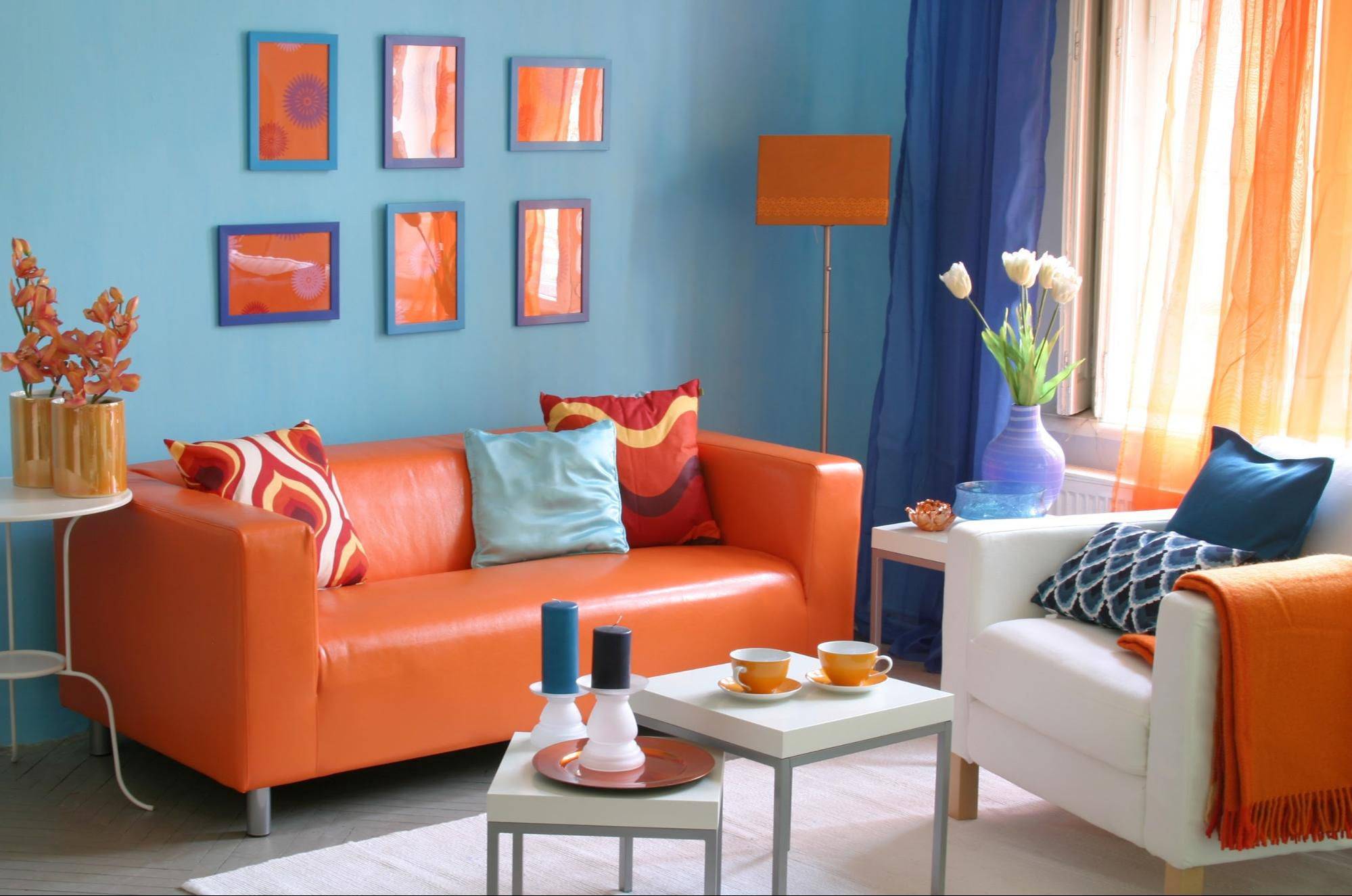 Удачное использование оранжевого оттенка в интерьере разных комнат