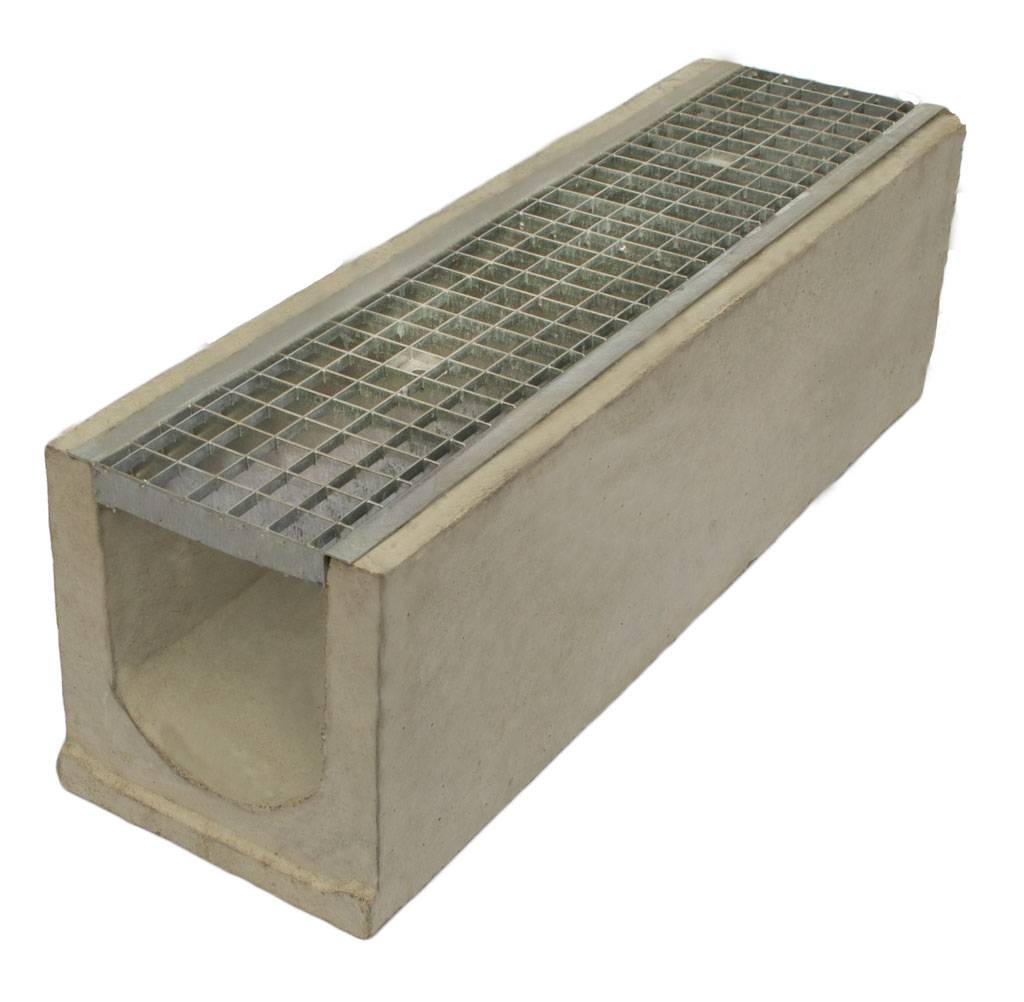 Водоотводной бетонный лоток с решеткой: характеристики, размеры и цены