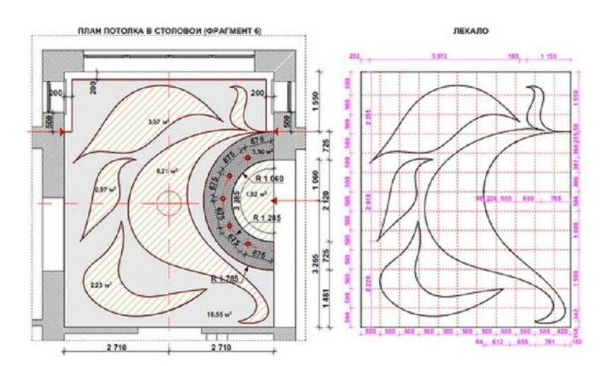 Потолок из гипсокартона чертеж