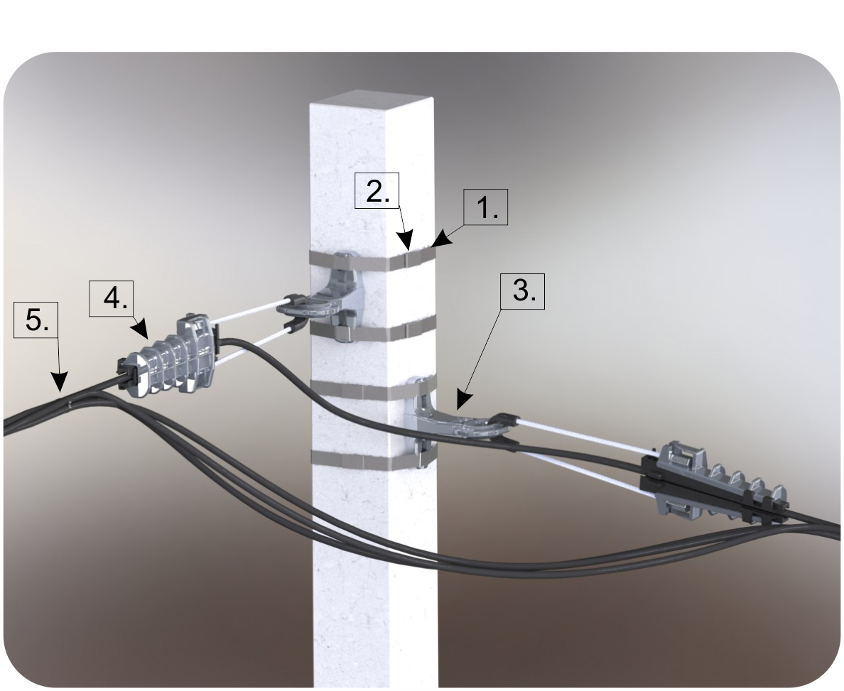 Крепление кабеля к столбу. Кронштейн на столб для СИП-4. Провод СИП-4 4х16 крепление к опоре. Промежуточный подвес для СИП 4х16. Промежуточный подвес для СИП 2х16.