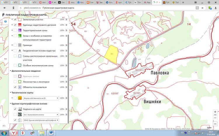 Земельно кадастровая карта росреестра