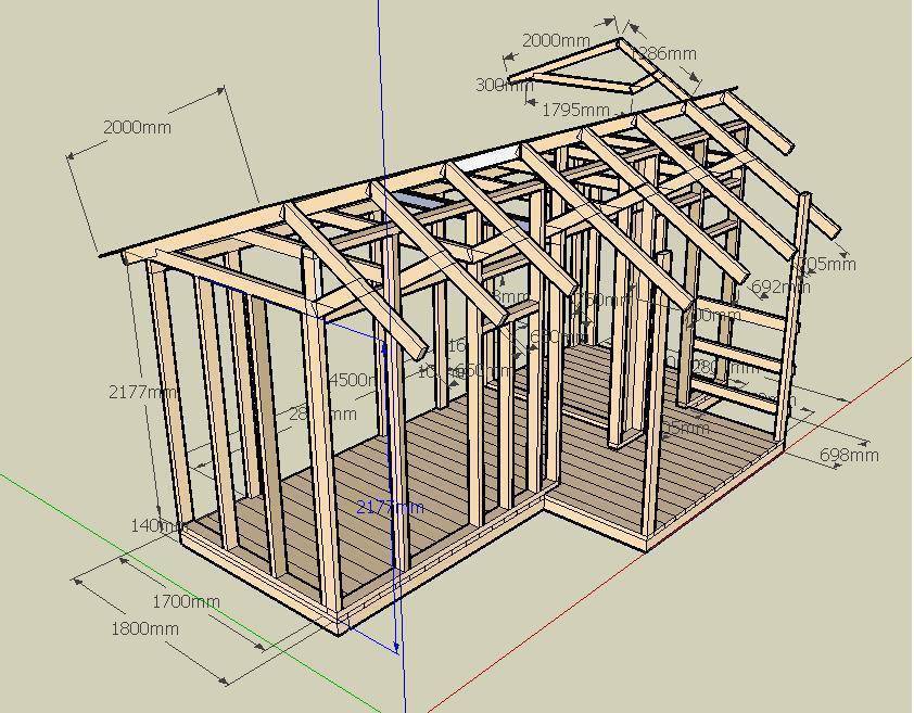 Как построить каркасный сарай своими руками с односкатной крышей