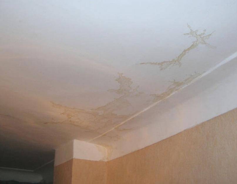 От чего появляются желтые пятна на потолке и как от них избавиться