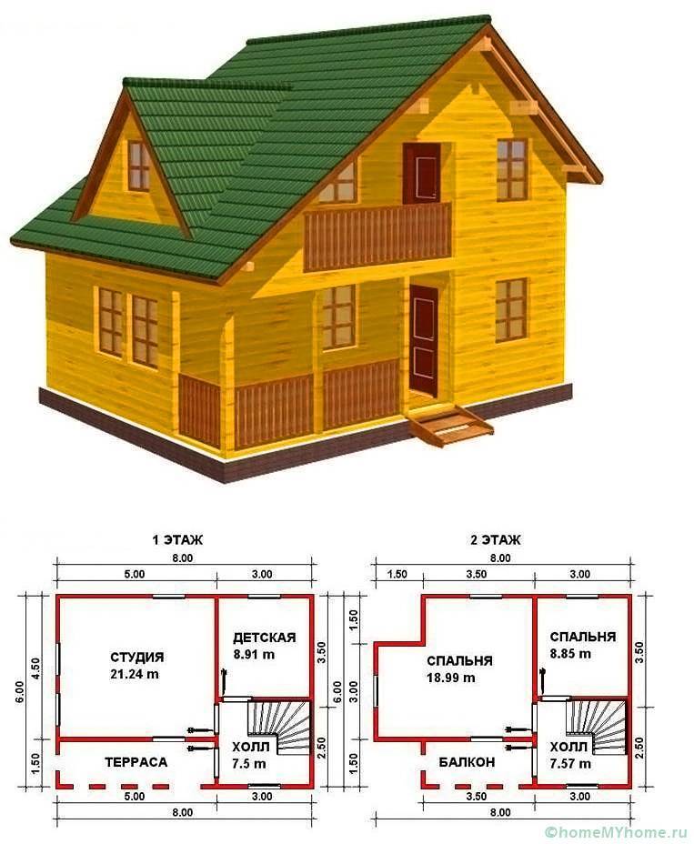 Проекты двухэтажных домов из бруса: особенности сборки деревянных строений своими руками (фото и видео)