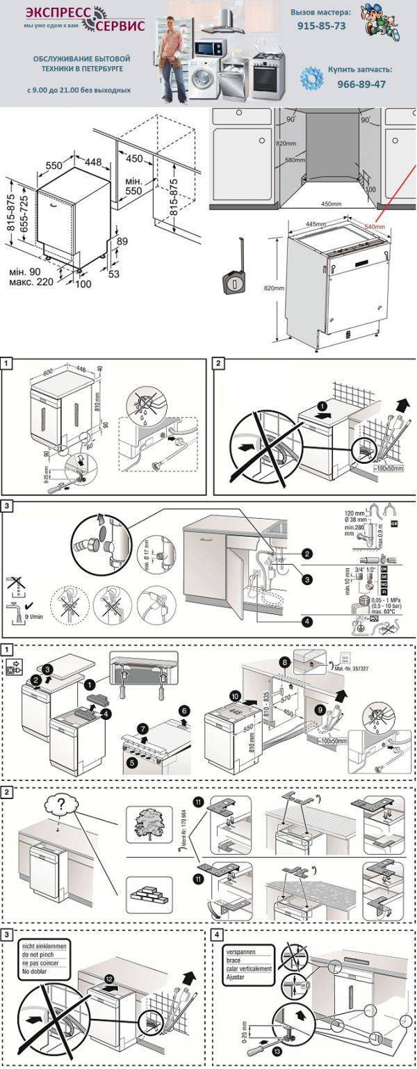 Правила установки и подключения посудомоечной машины