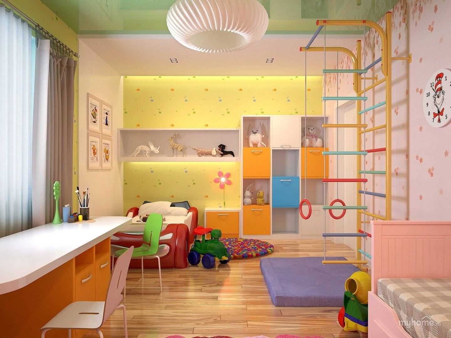Интерьер детской комнаты для двоих разнополых детей: зонирование, советы по планировки пространства и 100 фото интересных идей